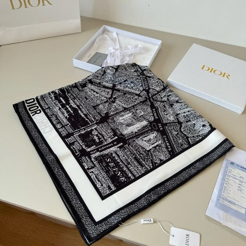 DIOR Parisian Map Silk Scarf